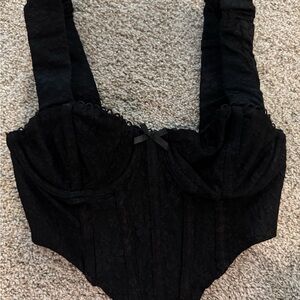 For Love And Lemons Black Lace Top